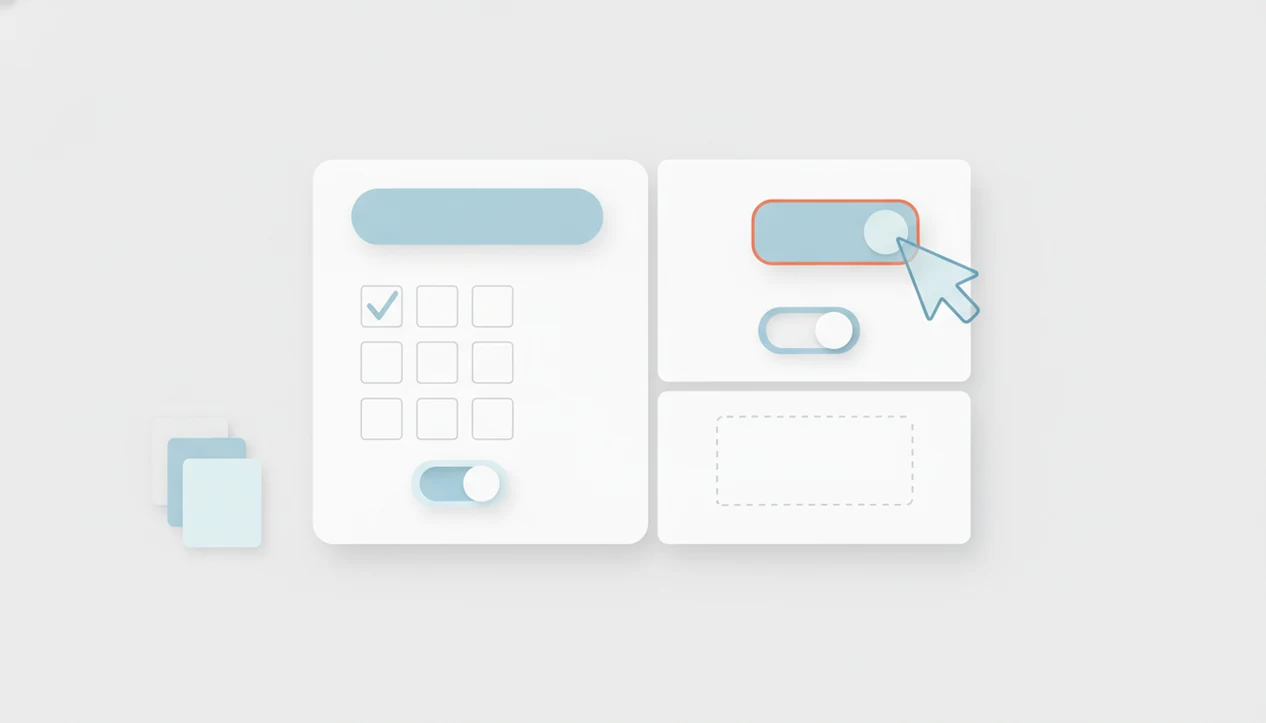 Blank form blocks being arranged on a visual canvas to show drag-and-drop form creation.